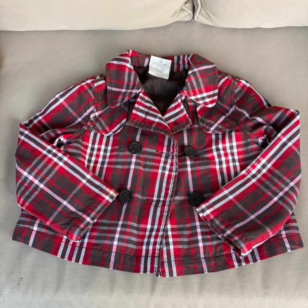 CRAZY 8 Girls Vintage HOLIDAY Plaid Trench Coat XS - Picture 13 of 13